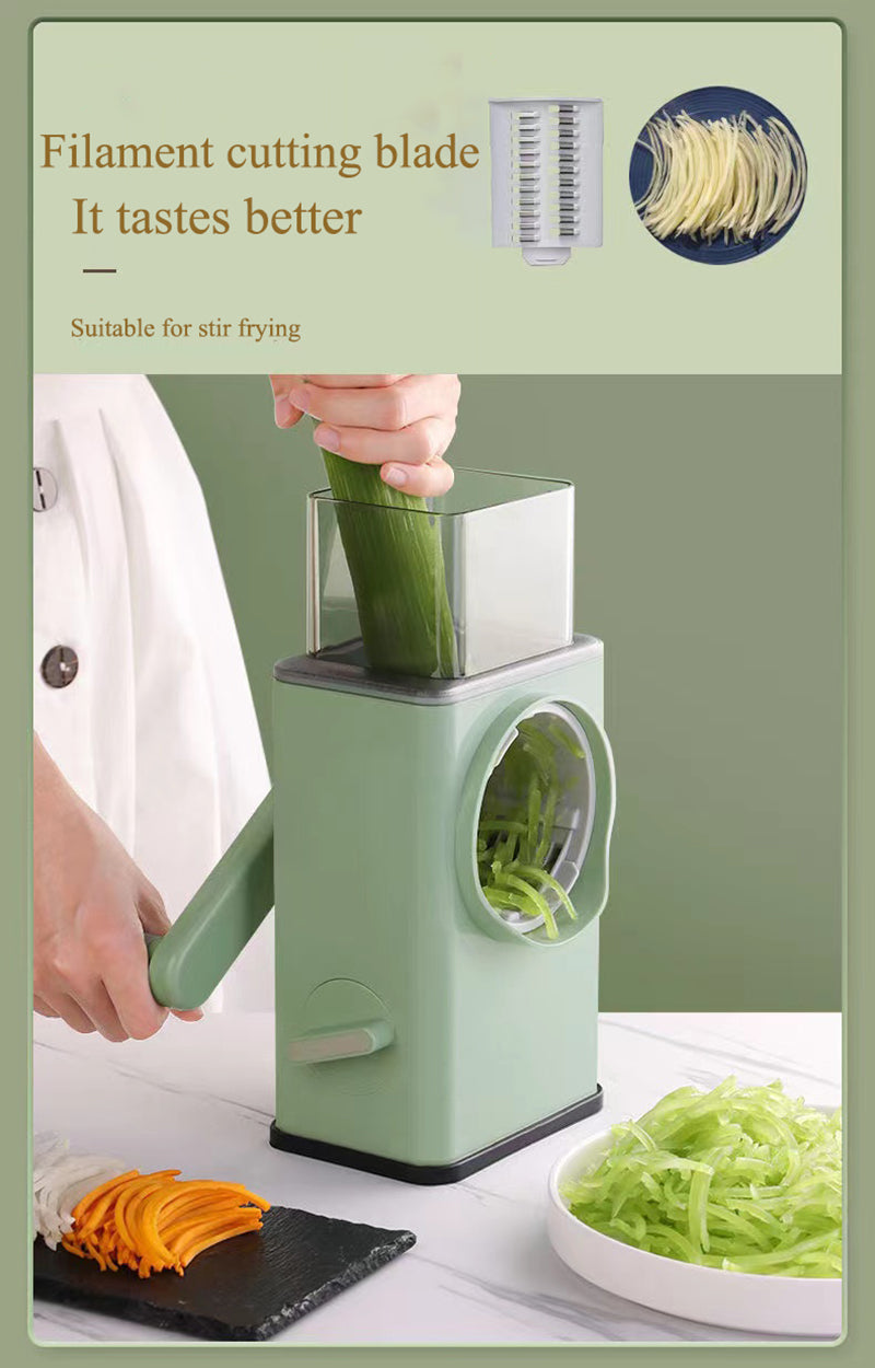 Multifunctional Drum Vegetable Slicer Spiralizer Cutter Rotary Vegetable Chopper Grater Grinder Salad Maker Kitchen Tool Large Capacity Hand-cranked Shredder Slicer - The Online Oasis
