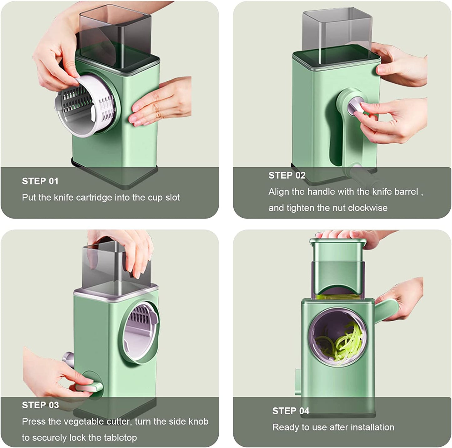 Multifunctional Drum Vegetable Slicer Spiralizer Cutter Rotary Vegetable Chopper Grater Grinder Salad Maker Kitchen Tool Large Capacity Hand-cranked Shredder Slicer - The Online Oasis