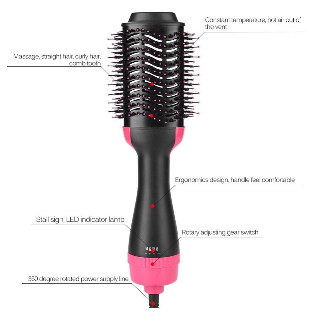 One-Step Electric Hair Dryer Comb Multifunctional Comb Straightener Hair Curling - The Online Oasis