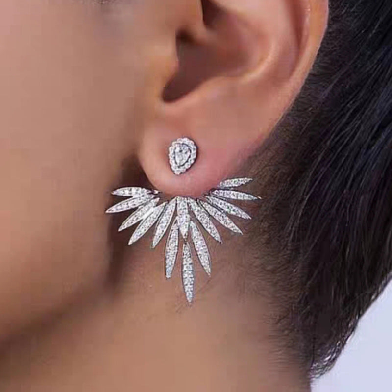 Zircon earrings angel wings earrings - The Online Oasis