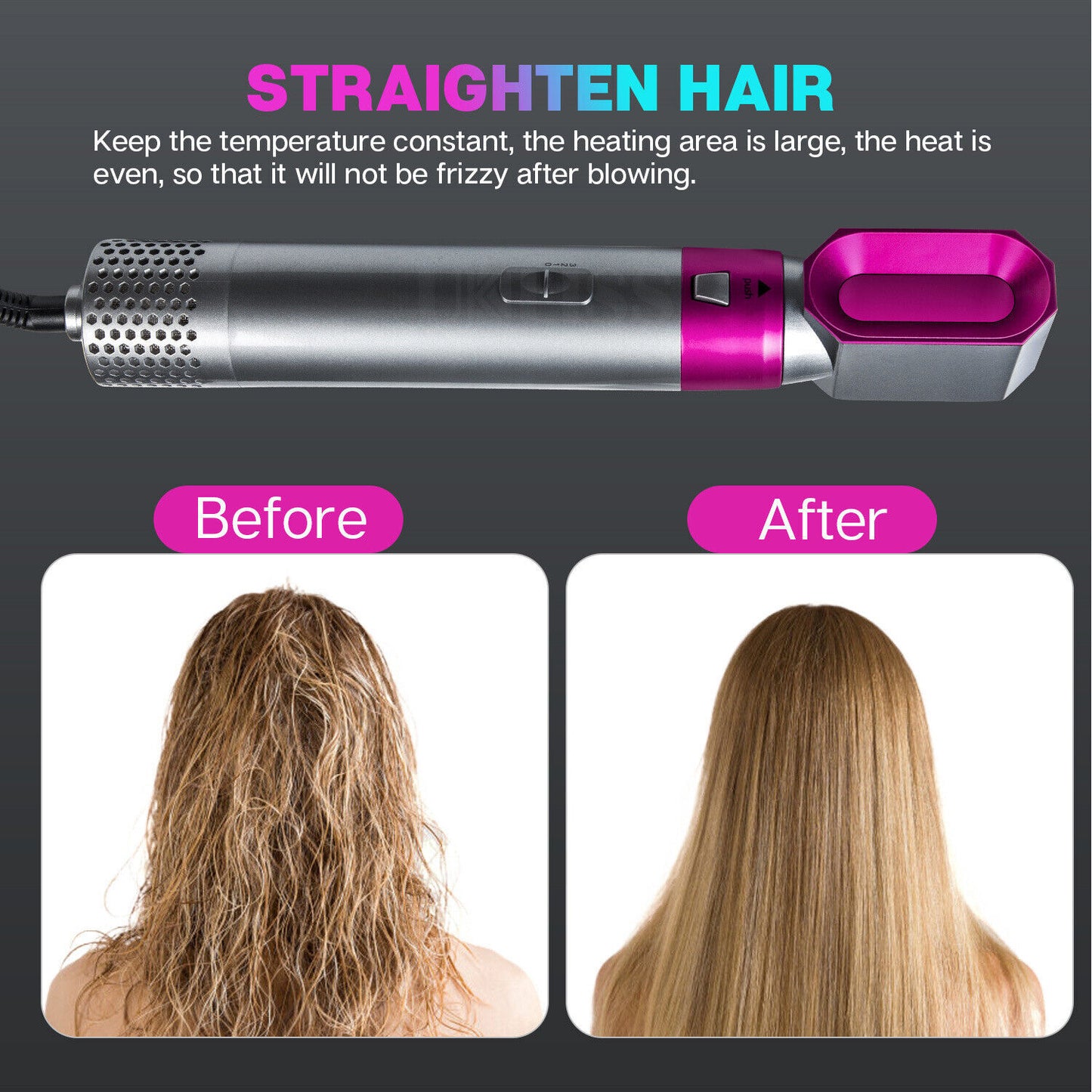 5 In 1 Hair Dryer Volumizer Brush Dryer Hot Hair Comb Curling And Wand Straighter - The Online Oasis