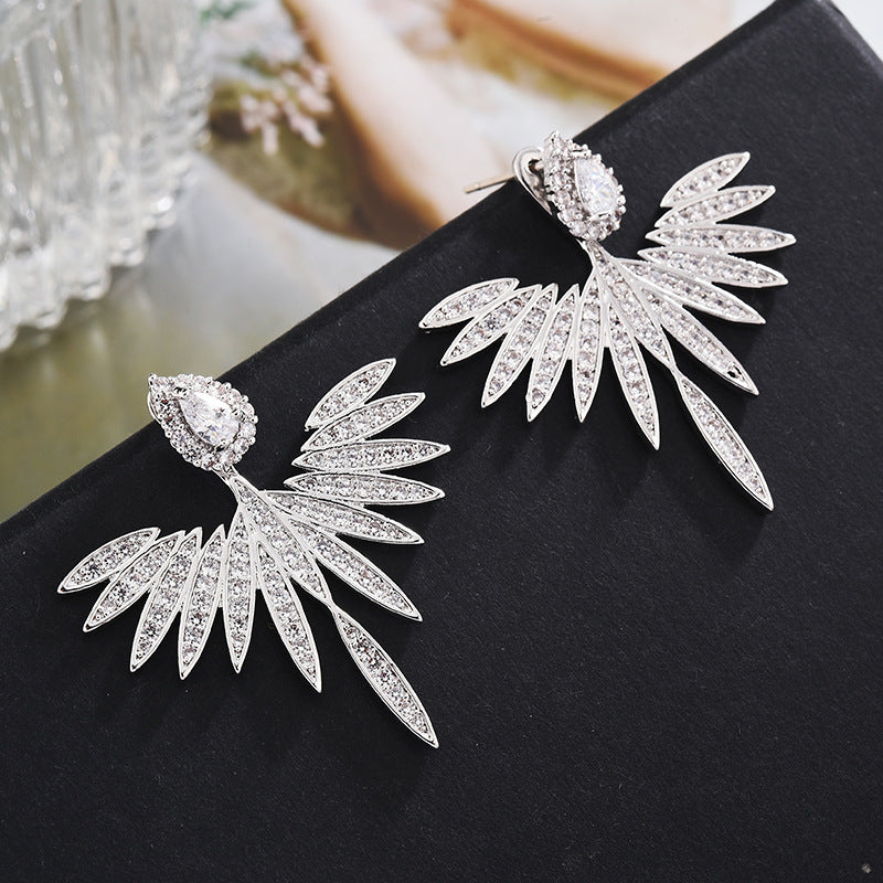 Zircon earrings angel wings earrings - The Online Oasis