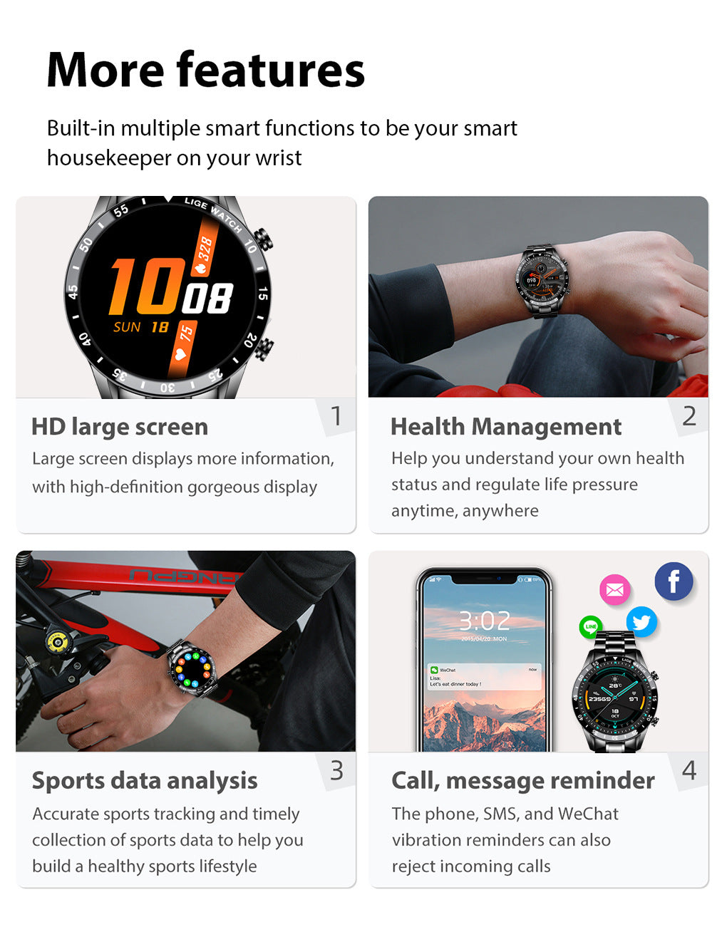 Lige's New Smart Watch Upgrade Smart Wearable Watch - The Online Oasis