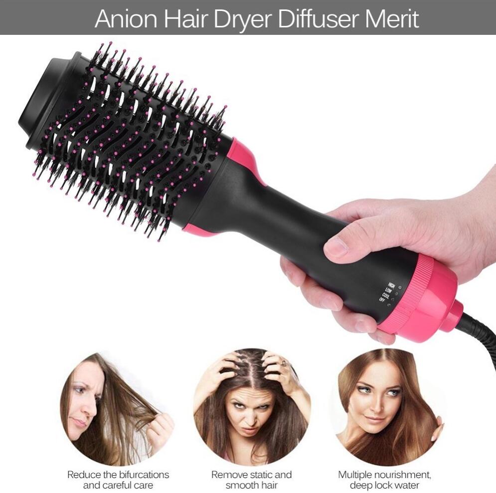 One-Step Electric Hair Dryer Comb Multifunctional Comb Straightener Hair Curling - The Online Oasis