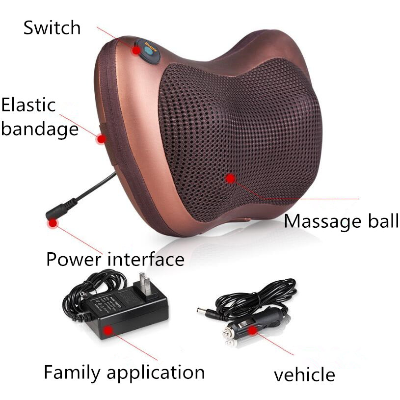 Electric Infrared Heating Kneading Neck Shoulder Back Body Spa Massage Pillow, Car Chair Massage Device - The Online Oasis