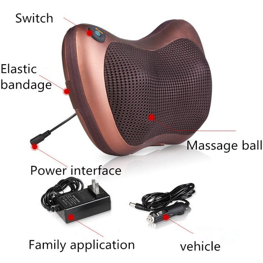 Electric Infrared Heating Kneading Neck Shoulder Back Body Spa Massage Pillow, Car Chair Massage Device - The Online Oasis