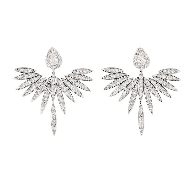 Zircon earrings angel wings earrings - The Online Oasis