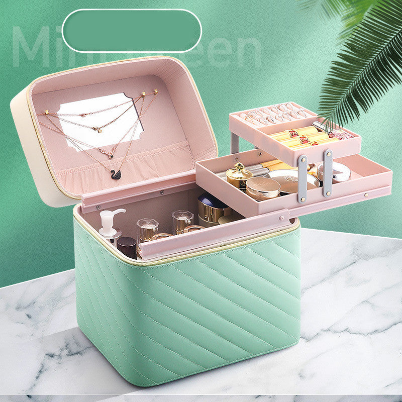 Ladies Large Capacity Portable Multifunctional Portable Cosmetic Case - The Online Oasis