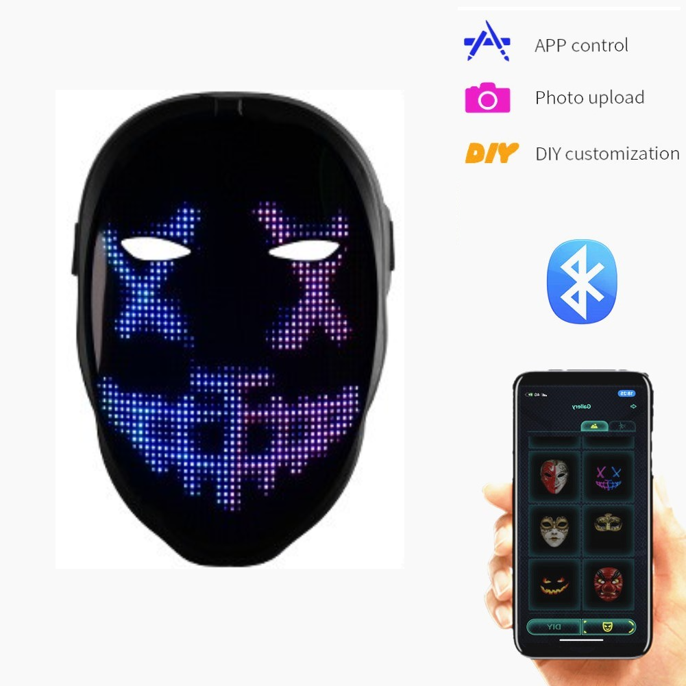 Mobile APP Control Luminous LED Mask Face Mask Full Color Display Custom Holiday Party - The Online Oasis