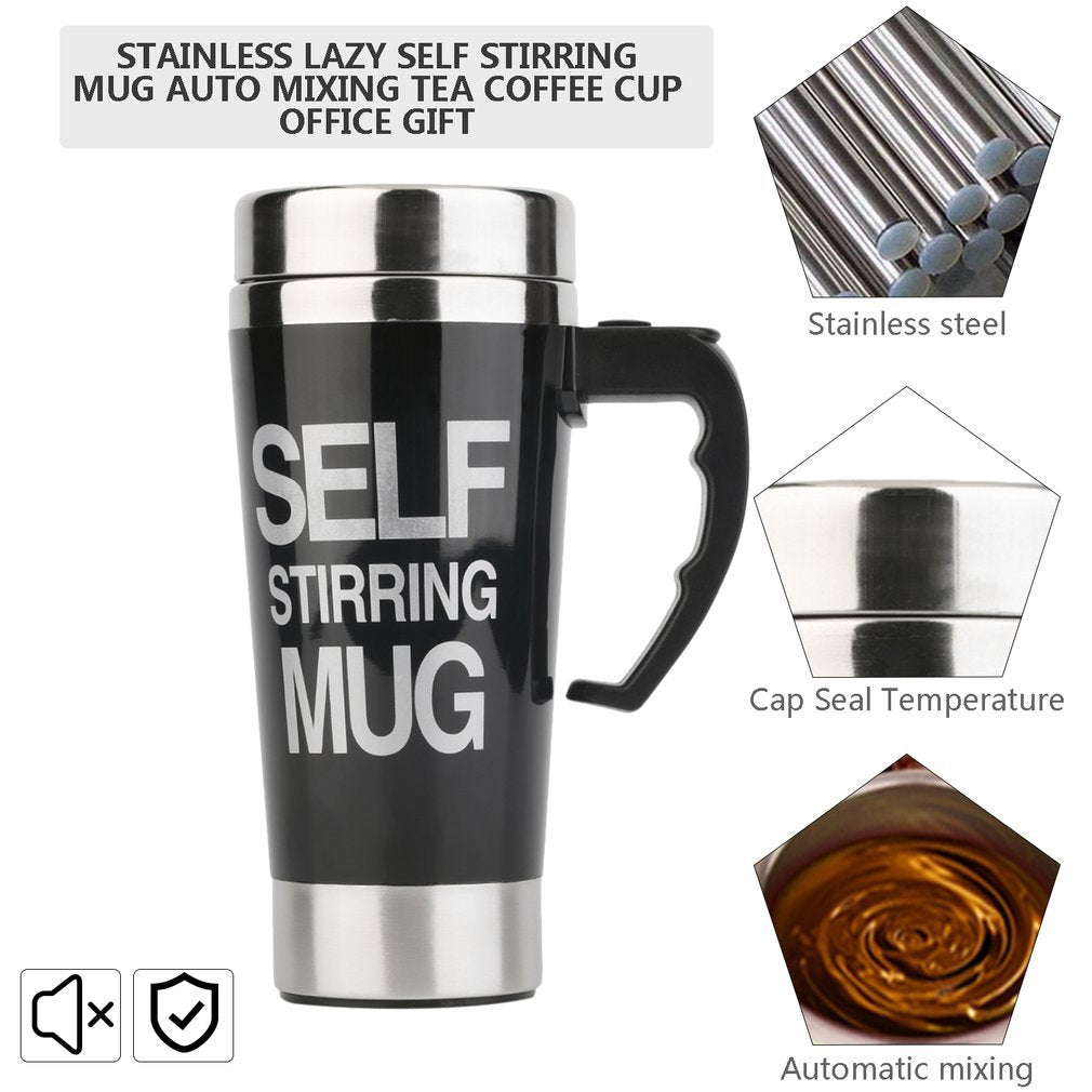 Self Stirring Stainless Steel Mug - The Online Oasis