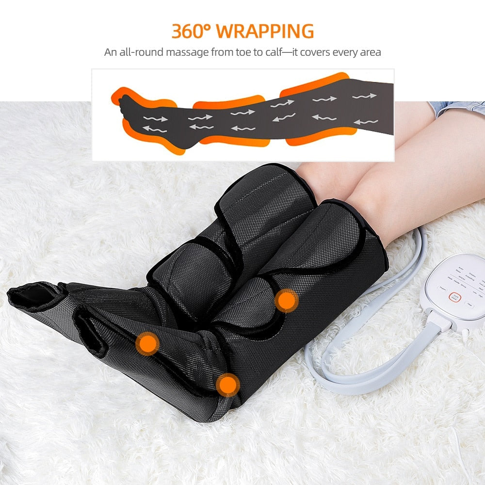 Air Compression Leg/Foot Massager Pressotherapy with Infrared Heating Circulation. - The Online Oasis