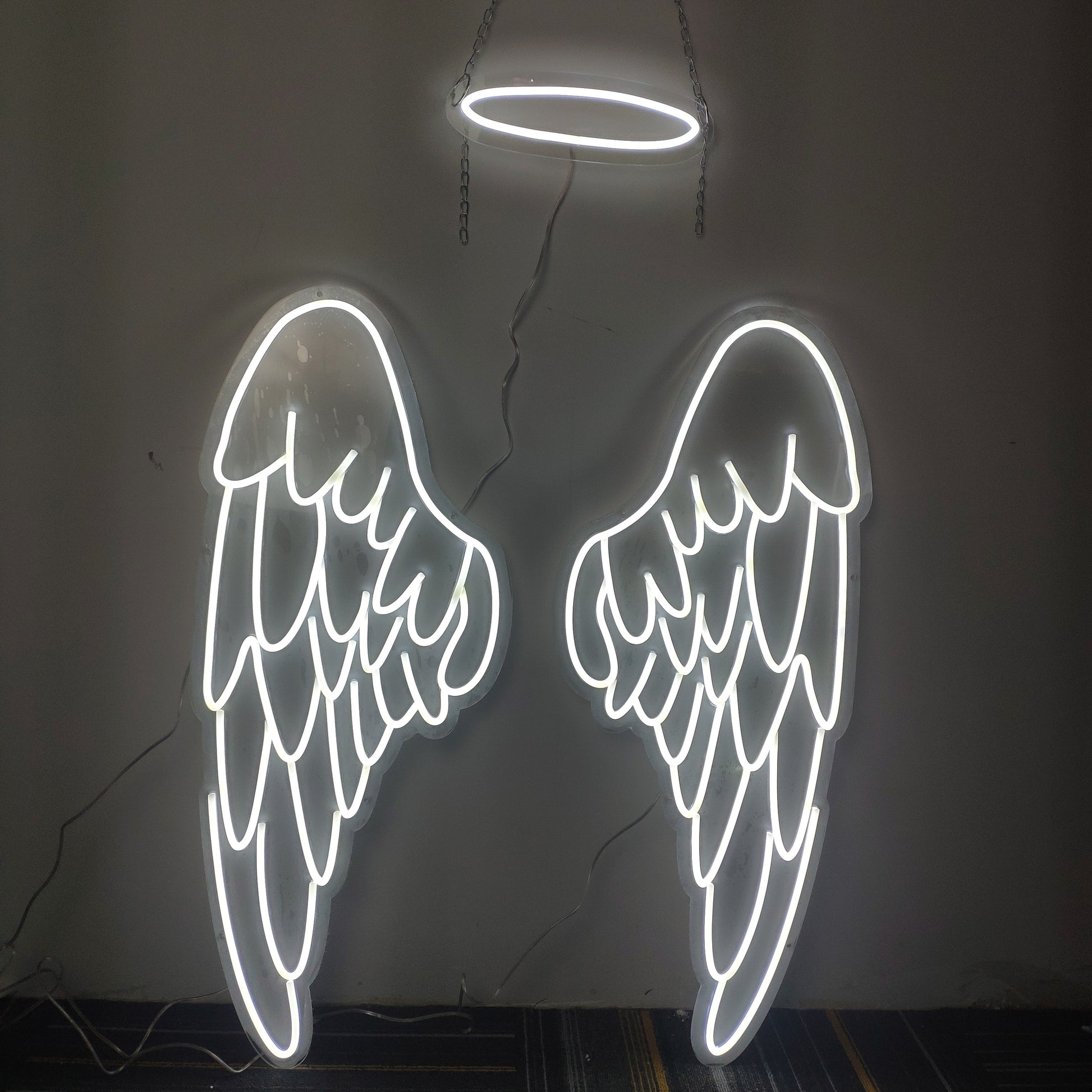 Аngel Wings & Halo Neon Sign Custom Neon Light Sign Event Party Birthday Wedding Decor Angel LED Neon Light Photo Zone Decor - The Online Oasis