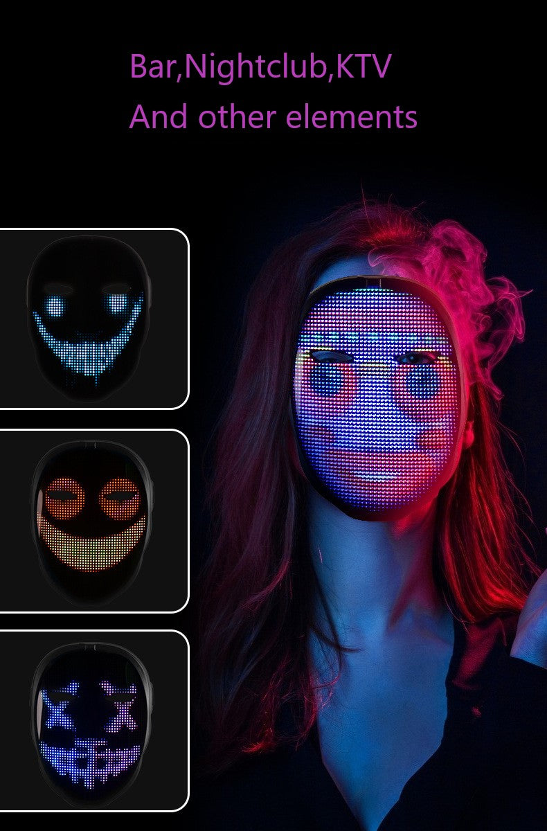 Mobile APP Control Luminous LED Mask Face Mask Full Color Display Custom Holiday Party - The Online Oasis