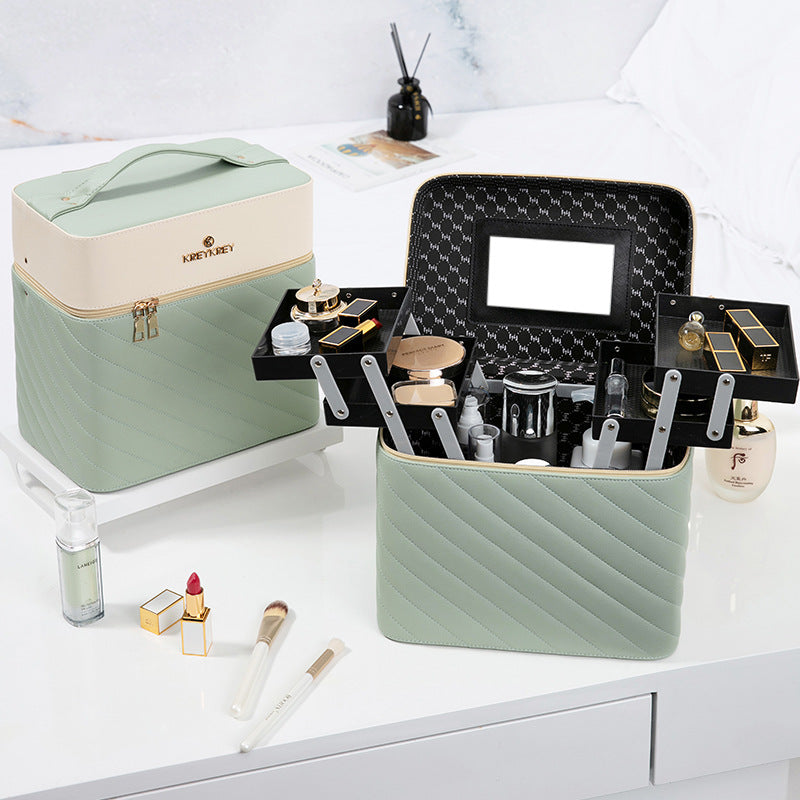 Ladies Large Capacity Portable Multifunctional Portable Cosmetic Case - The Online Oasis