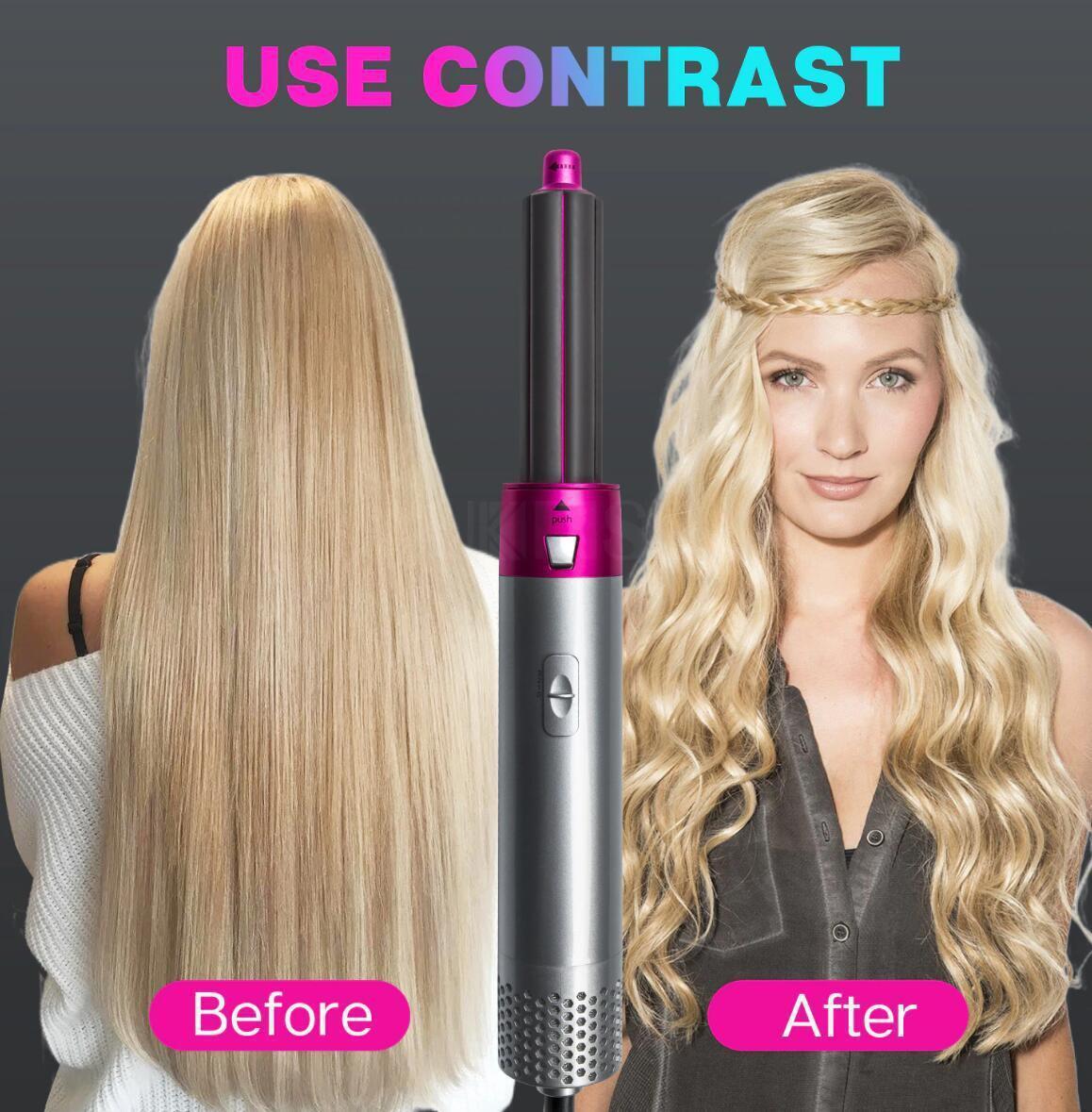 5 In 1 Hair Dryer Volumizer Brush Dryer Hot Hair Comb Curling And Wand Straighter - The Online Oasis