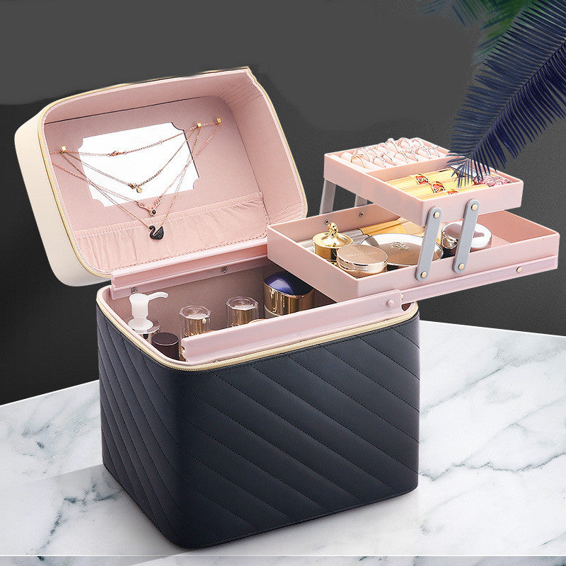 Ladies Large Capacity Portable Multifunctional Portable Cosmetic Case - The Online Oasis